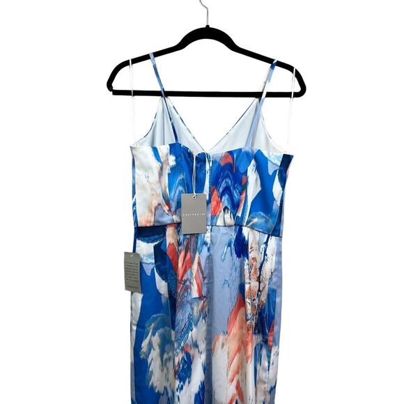 Chelsea 28 Womens Floral Maxi Dress‎ V Neck Pleated Lined Blue Watercolor Size 4 - Picture 4 of 5